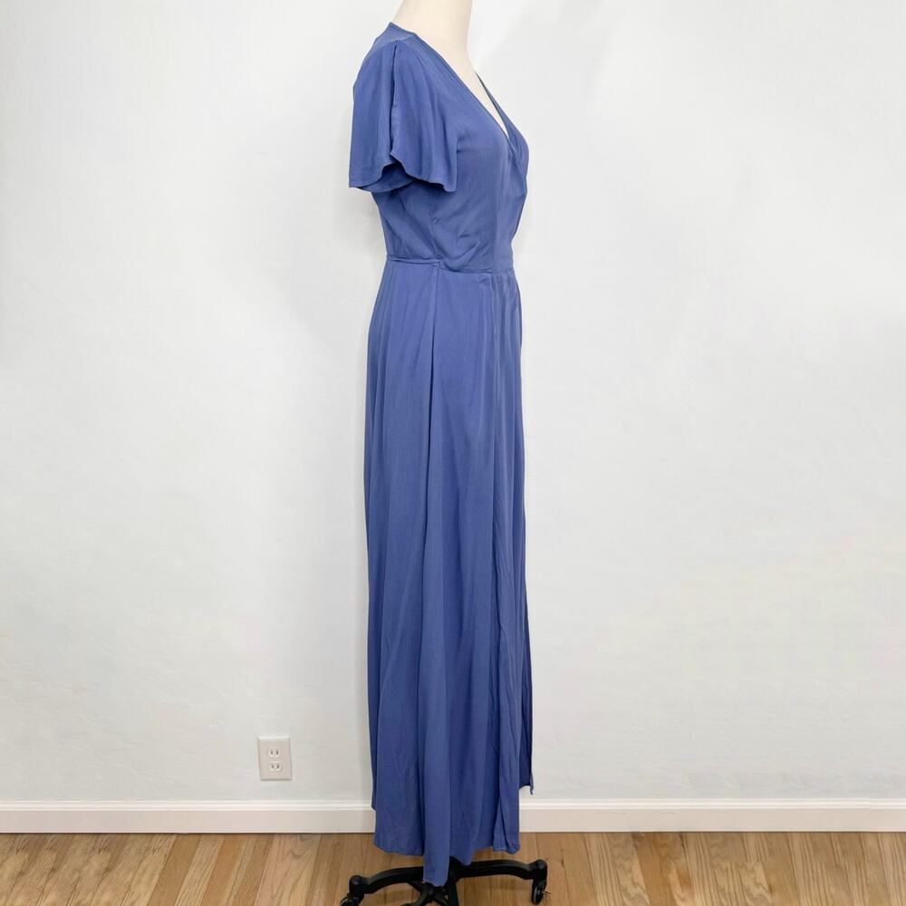 NWT Lulu's Heart of Marigold Dress Blue Wrap Maxi Gauzey Bridesmaid Party Size S - Picture 4 of 14